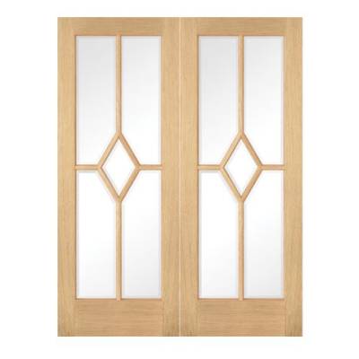 Oak Reims Glazed Internal French Door Pair Wooden Timber - D...